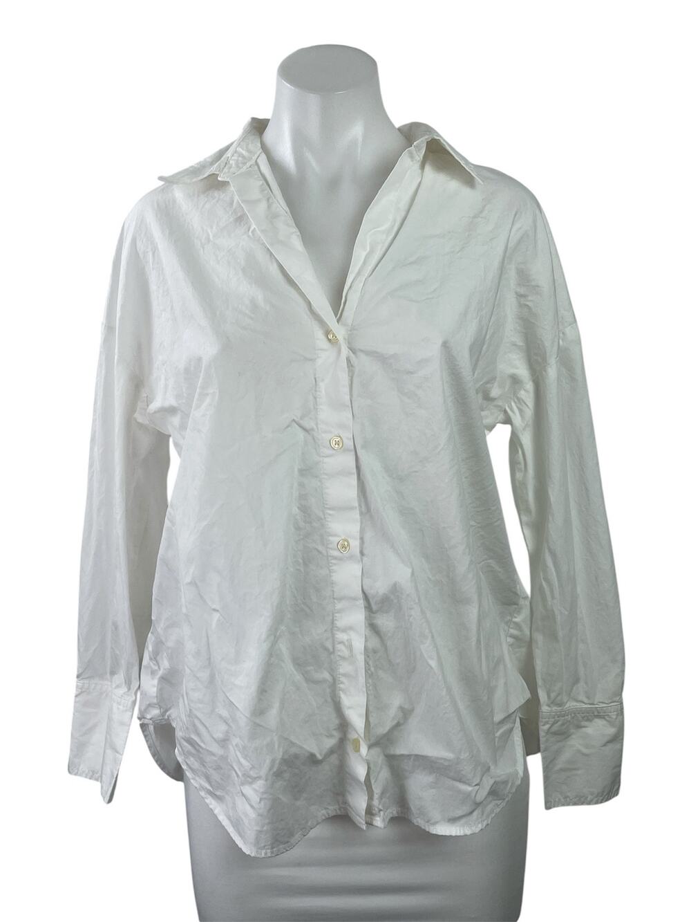 Zara Women's White Long Sleeve Cotton Career Button Down Shirt Top Size XS